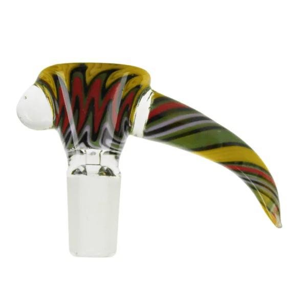 roots glass: wig wag horn bowl/flower slide w/ wart roots glass: wig wag horn bowl/flower slide w/ wart