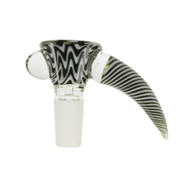 roots glass: wig wag horn bowl/flower slide w/ wart roots glass: wig wag horn bowl/flower slide w/ wart