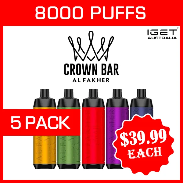 alfakher crown bar – 8000 puffs – 5 pack