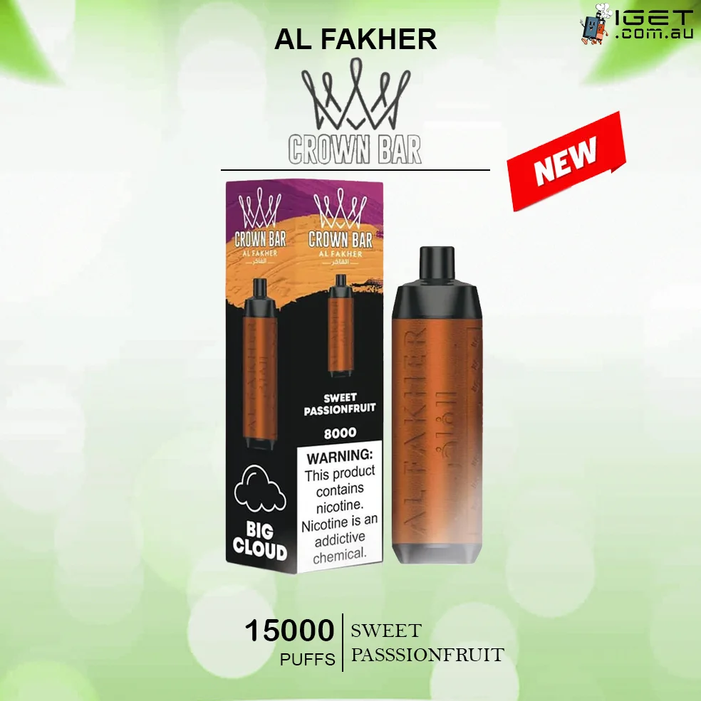 alfakher crown bar – sweet passsionfruit – 15000 puffs