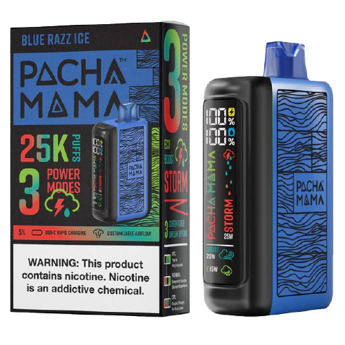 blue razz ice disposable vape (25000 puffs) by pachamama 25k