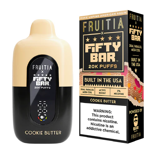 cookie butter disposable vape (20000 puffs) by fruitia x fifty bar