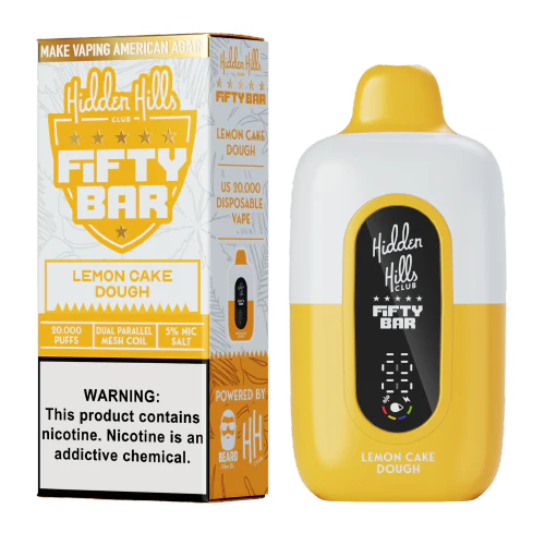 lemon cake dough disposable vape (20000 puffs) by hidden hills x fifty bar