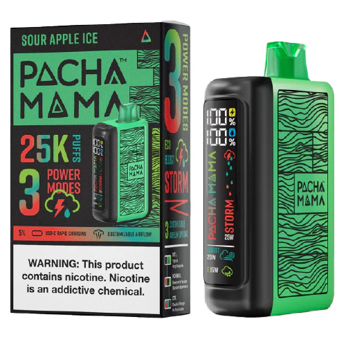 sour apple ice disposable vape (25000 puffs) by pachamama 25k