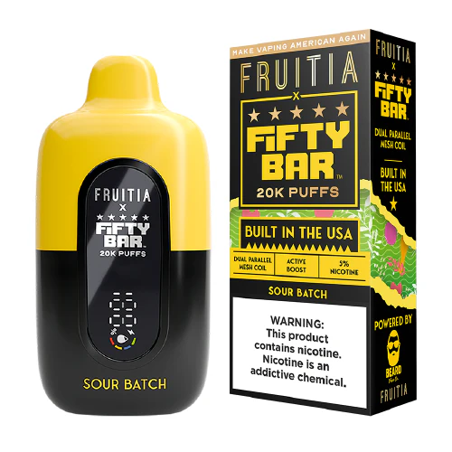 sour batch disposable vape (20000 puffs) by fruitia x fifty bar