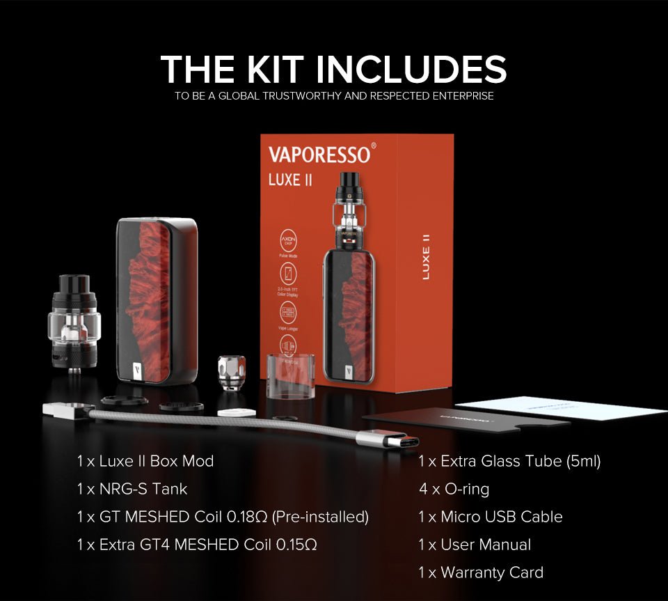 vaporesso luxe ii 220w touch screen kit with 8ml nrg s tank (luxe 2) vaporesso luxe ii 220w touch screen kit with 8ml nrg s tank (luxe 2)
