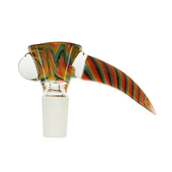 roots glass: wig wag horn bowl/flower slide w/ wart roots glass: wig wag horn bowl/flower slide w/ wart