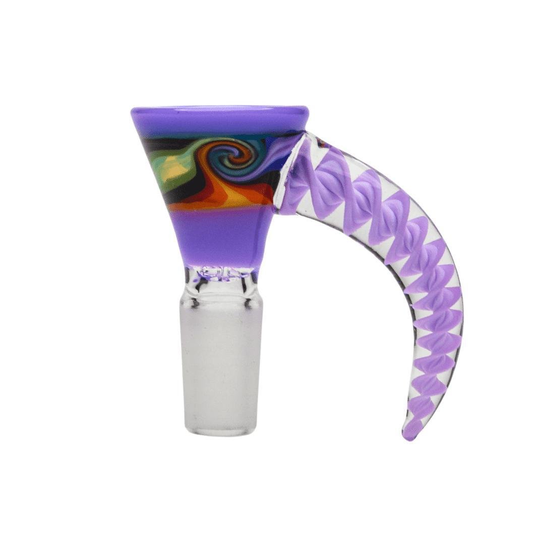 roots glass: 14mm wig wag 4 hole horn bowl/flower slide roots glass: 14mm wig wag 4 hole horn bowl/flower slide