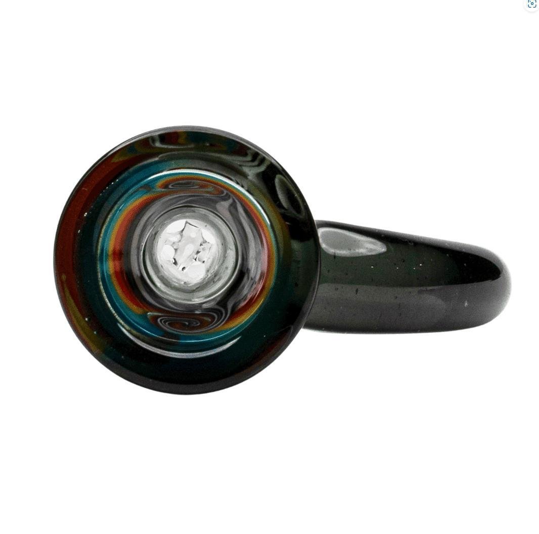 roots glass: 14mm wig wag 4 hole horn bowl/flower slide roots glass: 14mm wig wag 4 hole horn bowl/flower slide